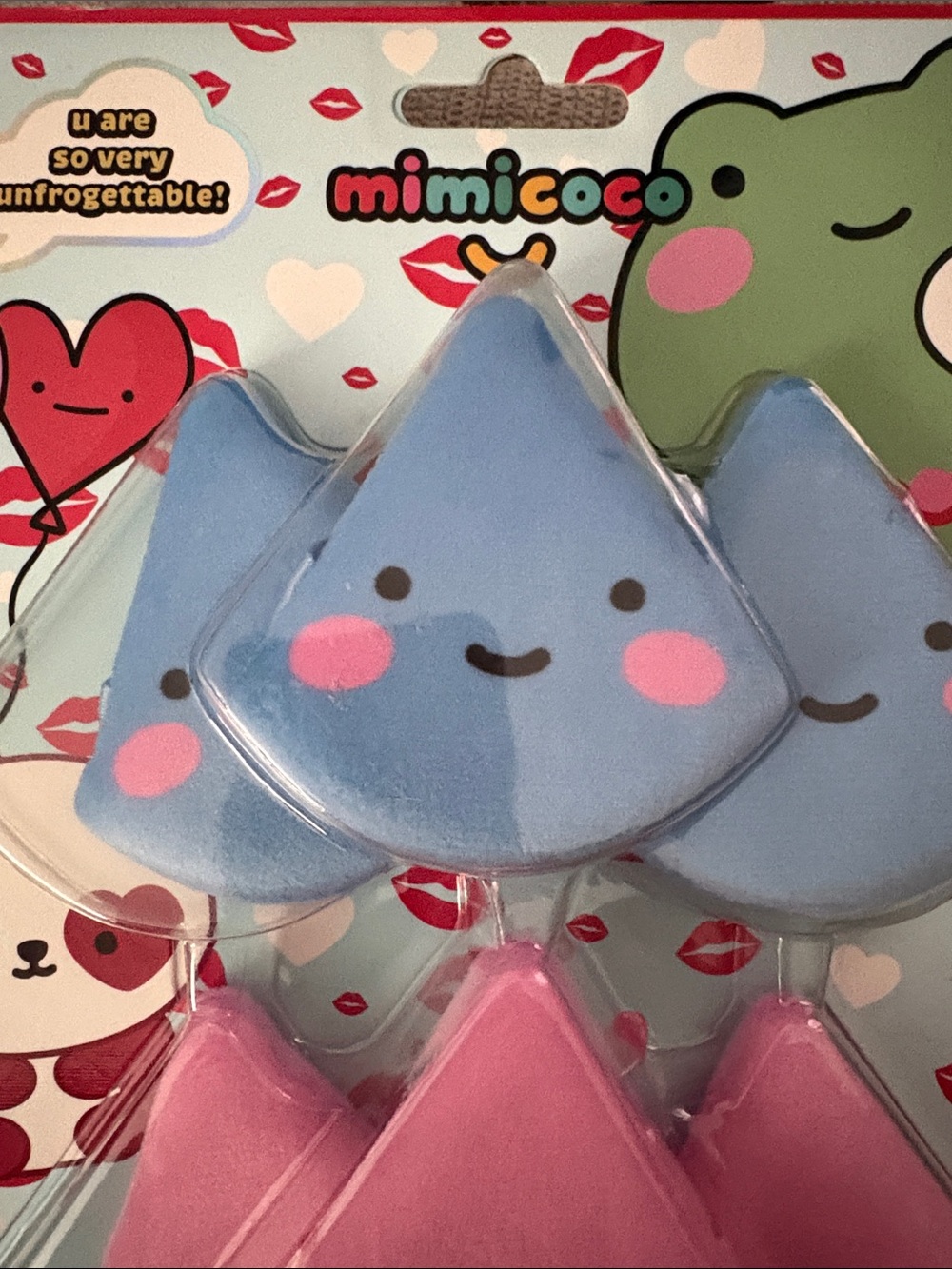 mimicoco Cute Cat & Drop Makeup Puffs - Blue & Pink - Picture 3 of 5